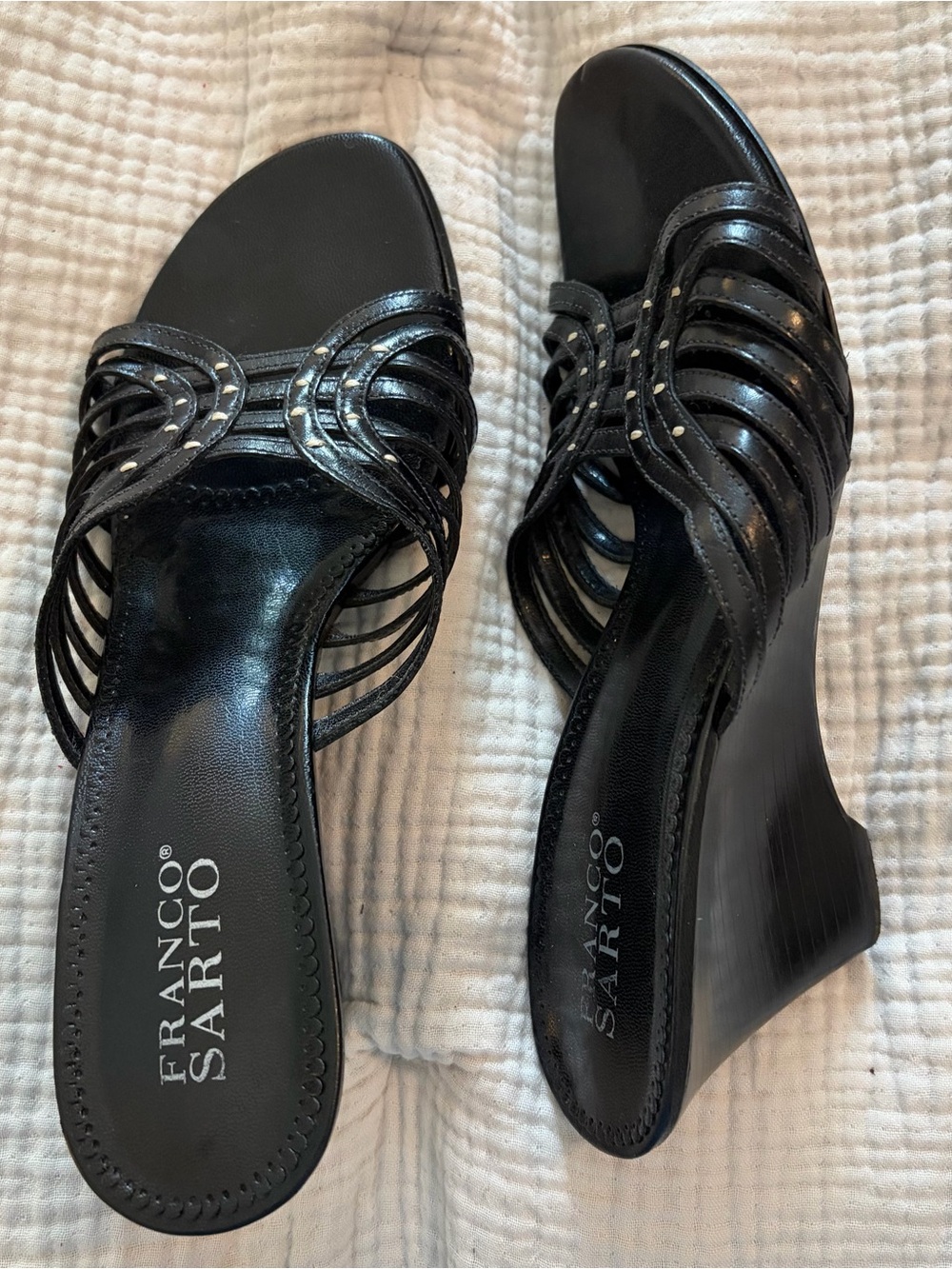 Franco Sarto Black Women’s Wedge Sandals SZ 8.5
